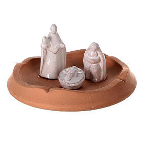 Terracotta Holy Family set in bell openable Deruta 10 cm