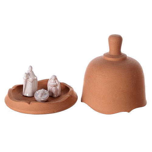 Terracotta Holy Family set in bell openable Deruta 10 cm 1