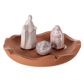 Krippenszene in kleiner Vase zum öffnen Jesu Geburt aus Terrakotta zweifarbig, 10 cm