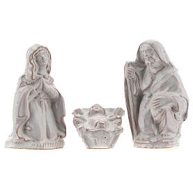 Nativity scene in white enamelled Deruta complete 20 pieces 10 cm