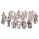 Nativity scene in white enamelled Deruta complete 20 pieces 10 cm s1