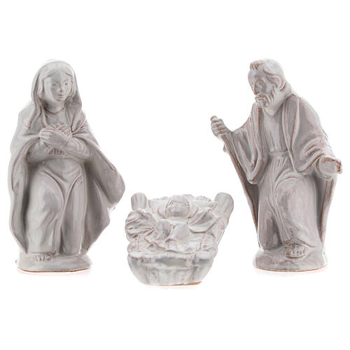 Nativity scene in white enamelled Deruta complete 15 pieces 15 cm 2