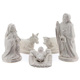 Terracotta nativity scene Deruta white enamel 30 cm 5 pieces