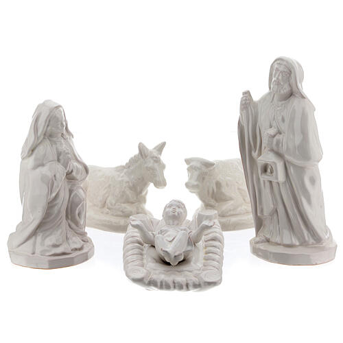 Nativity scene set in white Deruta terracotta 30 cm 5 pcs 1