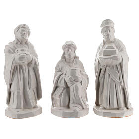 Trzej Królowie, figurki do szopki, Deruta, 30 cm, biała emalia