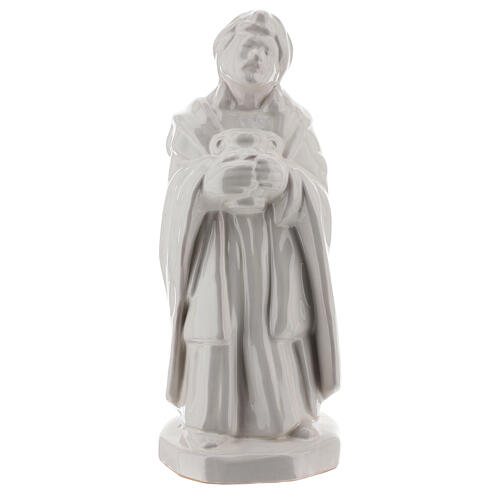 Trzej Królowie, figurki do szopki, Deruta, 30 cm, biała emalia 2