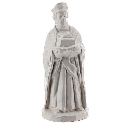 Trzej Królowie, figurki do szopki, Deruta, 30 cm, biała emalia 3
