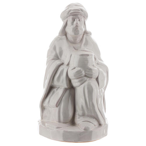 Trzej Królowie, figurki do szopki, Deruta, 30 cm, biała emalia 4