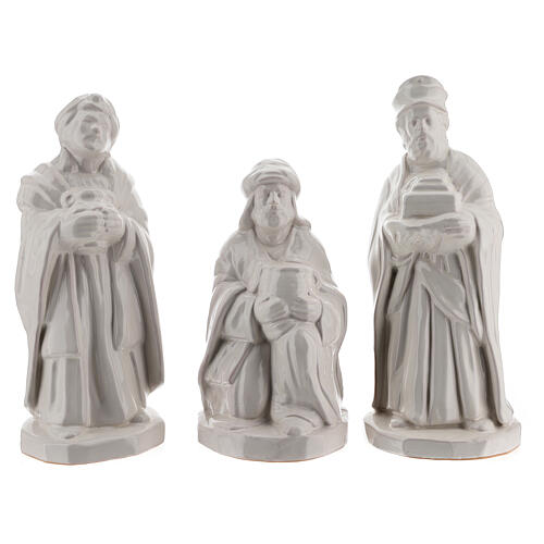 Three Kings nativity set in white Deruta terracotta 30 cm 1
