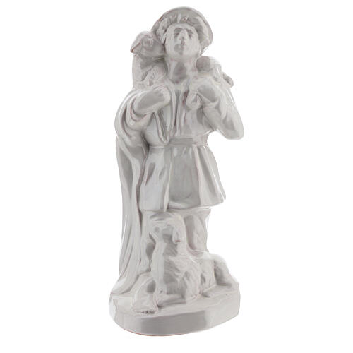 Zestaw trzech pasterzy do szopki, terakota biała, Deruta, 30cm 2