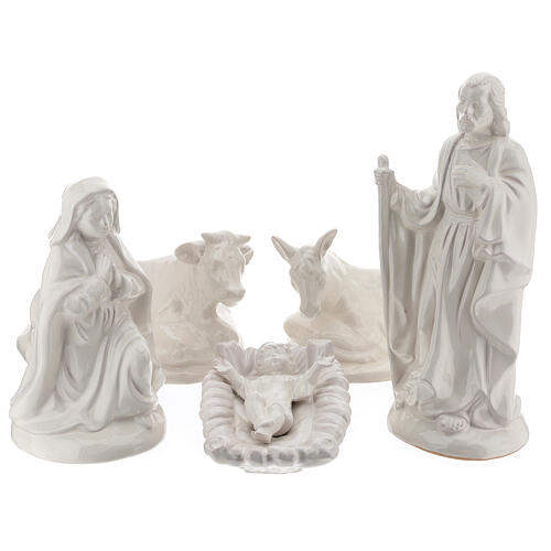Figurki do szopki bożnonarodzeniowej, 40 cm, biała terakota, Deruta, 5 elementów 1