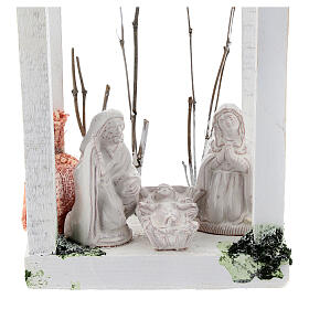 Holzlaterne aus Holz Jesus Geburt Figuren aus Terrakotta, 23x15x10 cm