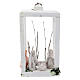 Wooden lantern with Nativity 8 cm in white Deruta terracotta 23x15x10 s1