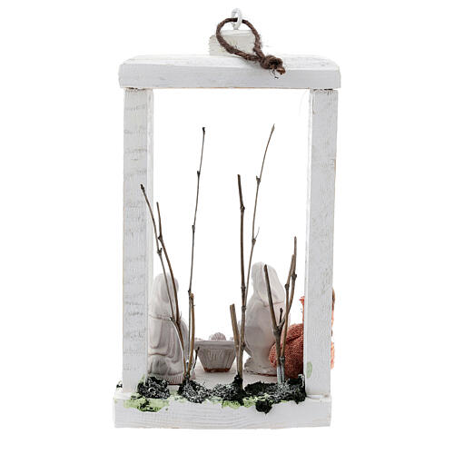 Lampion drewno, Święta Rodzina 8 cm, terakota, Deruta, 23x15x10cm 5