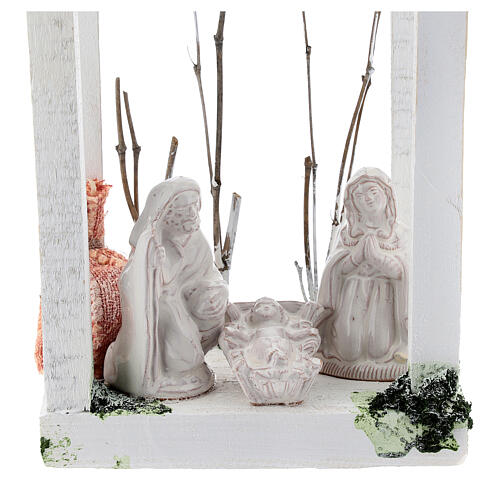 Lanterna madeira Natividade figuras 8 cm terracota branca Deruta 23x15x10 2