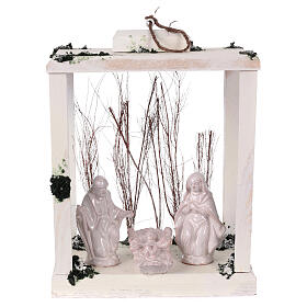 Lanterne bois santons terre cuite blanche Deruta 30x22x18 cm 20 nanoLED