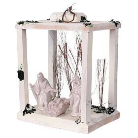Lanterne bois santons terre cuite blanche Deruta 30x22x18 cm 20 nanoLED