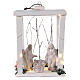 Nativity Christmas lantern wood Deruta terracotta statues 30x22x18 micro LED light s1