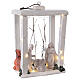 Nativity Christmas lantern wood Deruta terracotta statues 30x22x18 micro LED light s4