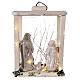 Wooden lantern with Holy Family 20cm in Deruta terracotta LEDs 35x26x20 cm s1