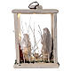 Wooden lantern with Holy Family 20cm in Deruta terracotta LEDs 35x26x20 cm s5