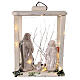 Lampion drewno, figurki 20 cm, biała terakota, Deruta, 35x26x20 cm, światełka LED s1