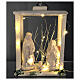 Lampion drewno, figurki 20 cm, biała terakota, Deruta, 35x26x20 cm, światełka LED s2
