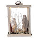 Lampion drewno, figurki 20 cm, biała terakota, Deruta, 35x26x20 cm, światełka LED s5