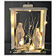 Lanterna madeira figuras Natividade 20 cm terracota branca Deruta 35x26x20 cm com 20 micro lâmpadas LED s2