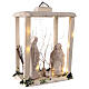 Lanterna madeira figuras Natividade 20 cm terracota branca Deruta 35x26x20 cm com 20 micro lâmpadas LED s4
