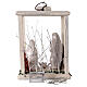 Nativity lantern wood 20 cm white Deruta terracotta 20 LEDs 35x26x20 cm s6
