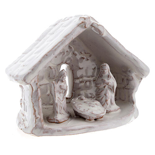 Mini cabane nativité 6 cm terre cuite blanche Deruta 3