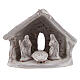 Miniature Holy Family with stable 6 cm white Deruta terracotta s1