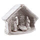 Miniature Holy Family with stable 6 cm white Deruta terracotta s3