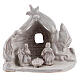 Miniature Nativity stable with Holy Family white Deruta terracotta 8 cm s1