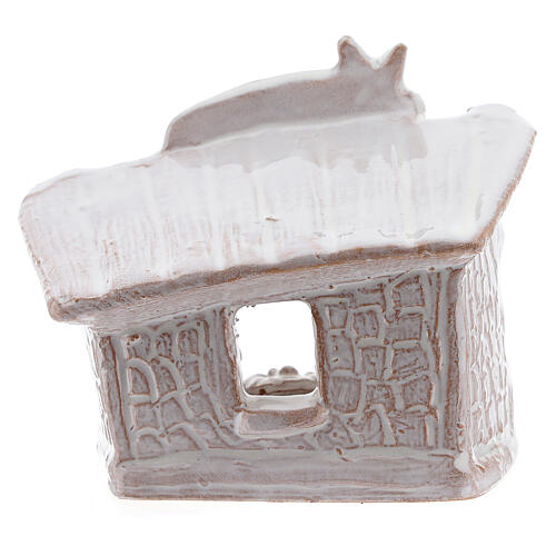 Small hut with flat roof in white Deruta terracotta 8 cm 4