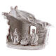 Mini nativity stable flat roof with Holy Family white Deruta terracotta 8 cm s2