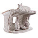 Mini nativity stable flat roof with Holy Family white Deruta terracotta 8 cm s3