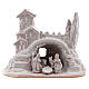 Miniature Nativity with hamlet in white Deruta terracotta 10 cm s1