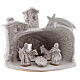 Hütte mit Krippenszene Jesus Geburt aus Terrakotta in weiß, 10 cm s1