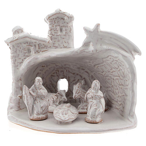 Szopka bożonarodzeniowa z białej terakoty, Deruta, 10 cm 2