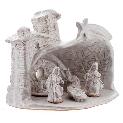 Szopka bożonarodzeniowa z białej terakoty, Deruta, 10 cm 3