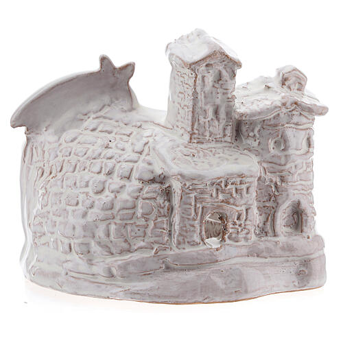 Miniature nativity stable white terracotta brick effect Deruta 10 cm 4