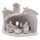 Miniature nativity stable white terracotta brick effect Deruta 10 cm s2