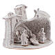 Miniature nativity stable white terracotta brick effect Deruta 10 cm s3