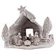 Nativity stable log cabin with white Holy Family white Deruta terracotta 10 cm s1