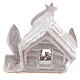 Nativity stable log cabin with white Holy Family white Deruta terracotta 10 cm s4