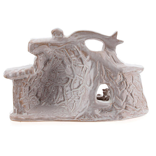 Pejzaż, chata ze Świętą Rodziną, biała ceramika, Deruta, 10cm 4