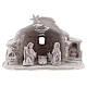 Stall mit Krippenszene Jesus Geburt aus Terrakotta in weiß, 15 cm s1