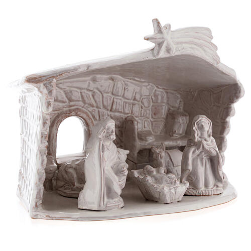 Stall mit Krippenszene Jesus Geburt aus Terrakotta in weiß, 20 cm 3